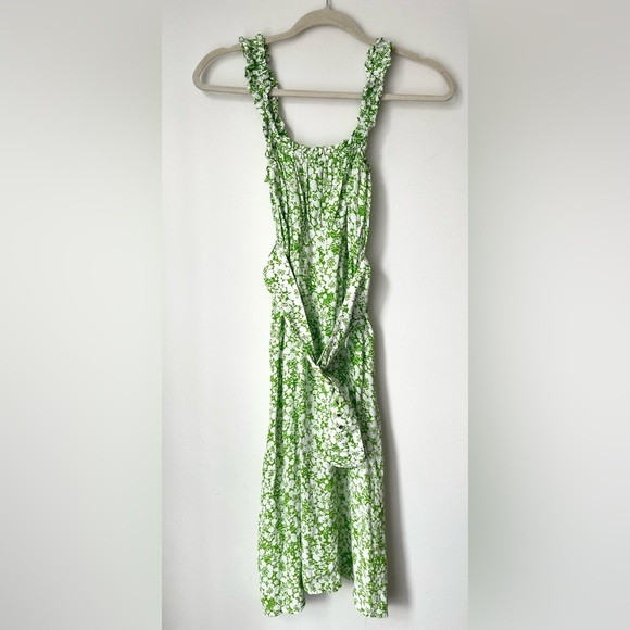 Faithfull the Brand Dress Women’s XS Green White Floral Print Mae Midi Dress - Picture 2 of 8